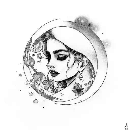 Aphrodite Selene Persephone Meadow With A Moon Water