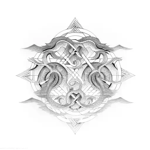 Sacred Geometry Japanese Waves Dragon