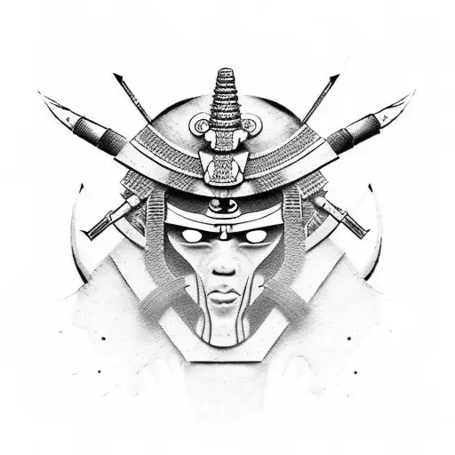 Combine Elements Of Samurai Armor And Egyptian Hieroglyphics To Create A Unique