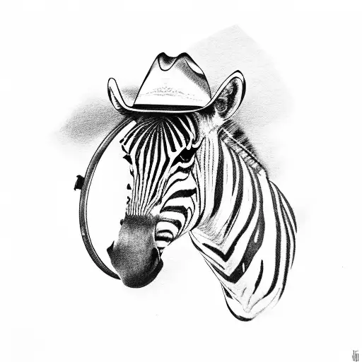 Zebra With Cowboy Hat And Cowboy Boots