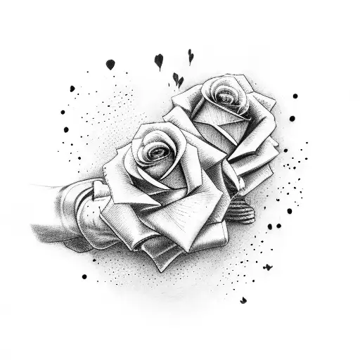 Rose With Boxing Gloves Surrounded By Baby Footprints With Wings