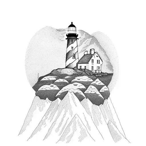 Lighthouse With Mountains On The Back