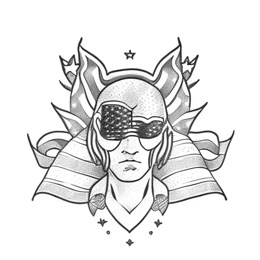 Robin With American Flag