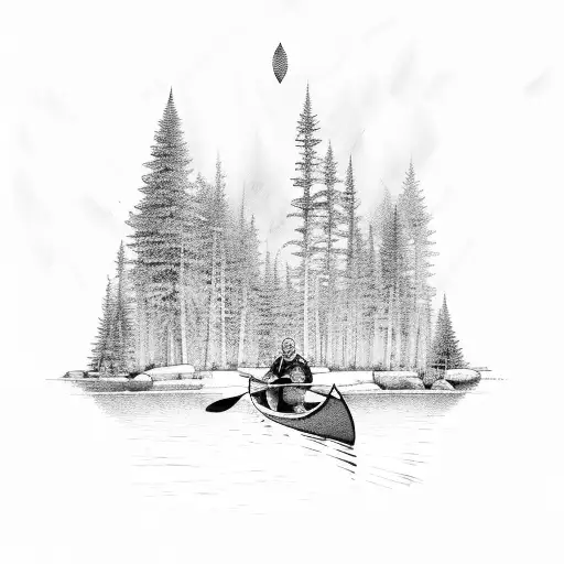 Canoe Paddles With Pine Tree