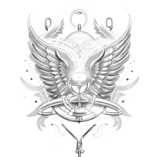 A Vintage Gym Car With Angel Wings Flying Above It