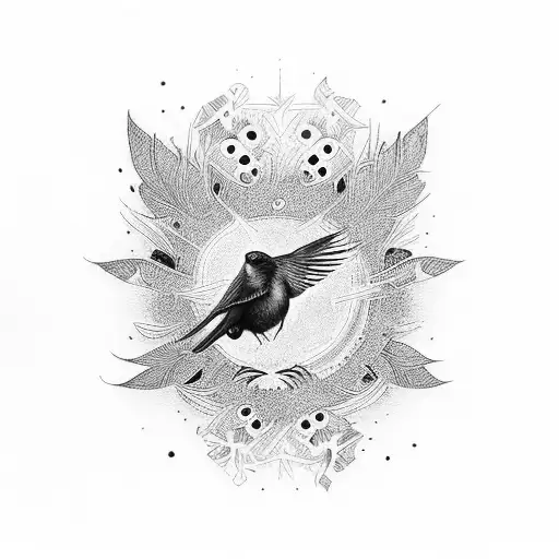 Black Bird Surrounded With Fenix