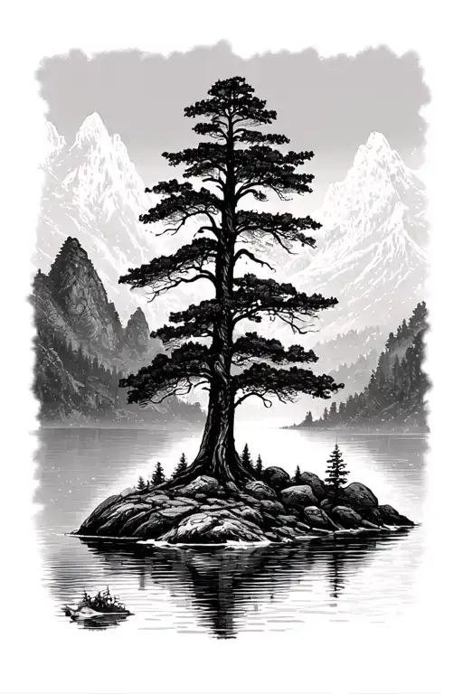 Nature Scene Trees Water Mountains