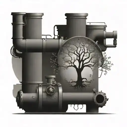 A Mystical Tree Growing From A Set Of Industrial Pipes