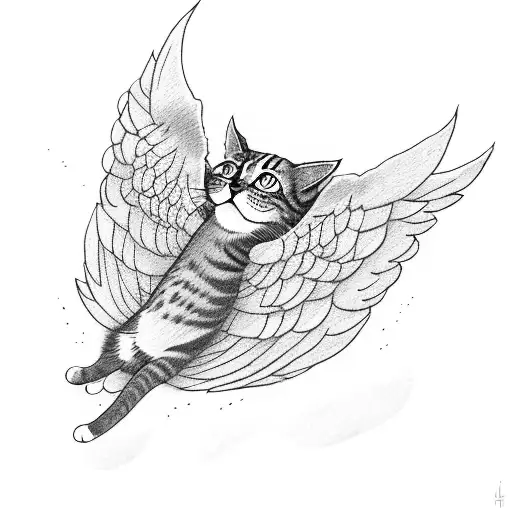 A Cat With Wings Soaring Through The Sky