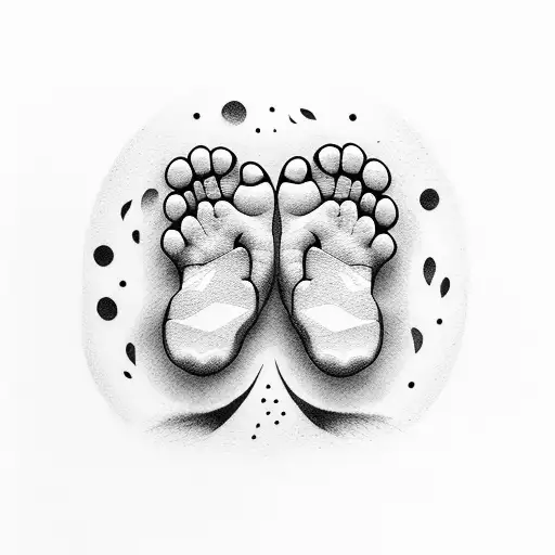 Baby Footprint And A Gift Box And An Arc