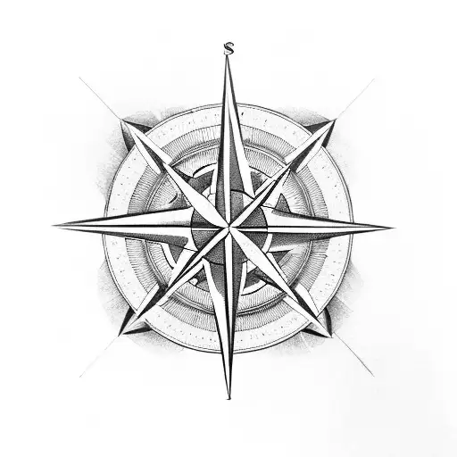 A Compass With Symbols As The Cardinal Directions