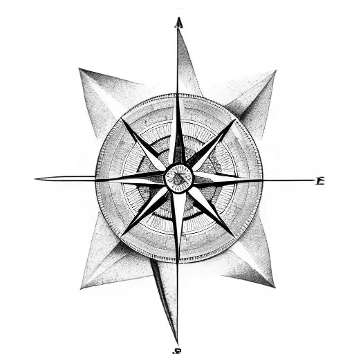 A Compass With Arrow With Symbols As The Cardinal Directions