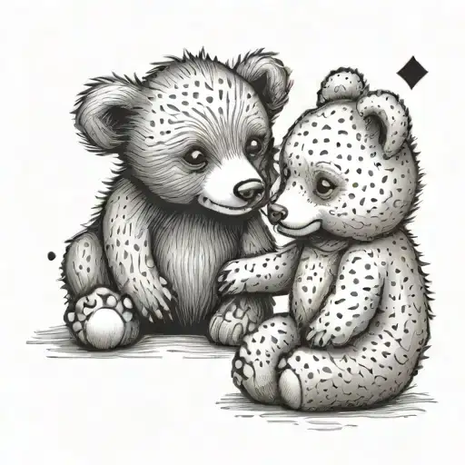 Baby Bear And Dog Playing