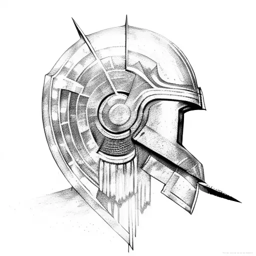 A Spartan Helmet Adorned With Intricate Rock Music Symbols And Lightning Bolts