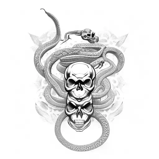 Skull With Snake