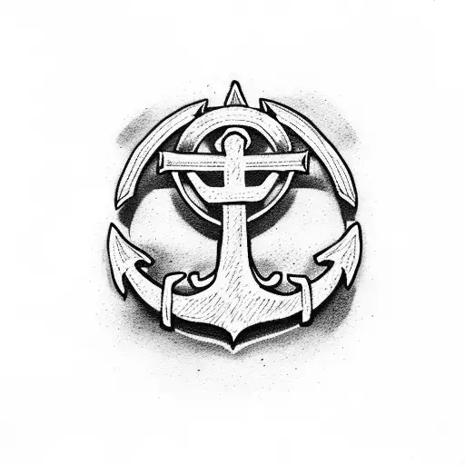 Anchor Cross With Small Black And Purple Iris