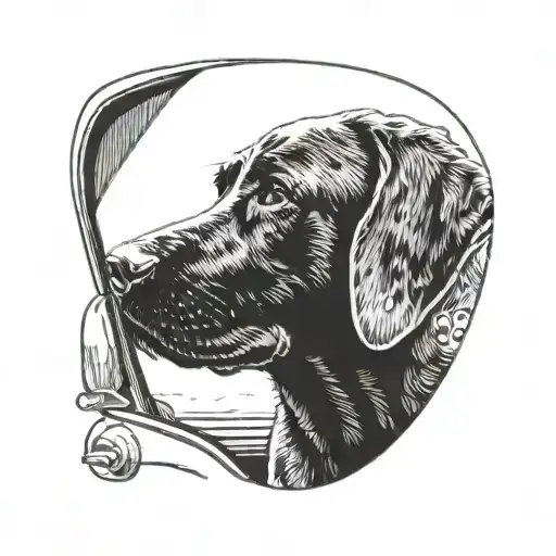 Labrador Dog Out A Car Window Nostalgic Vibe Outside