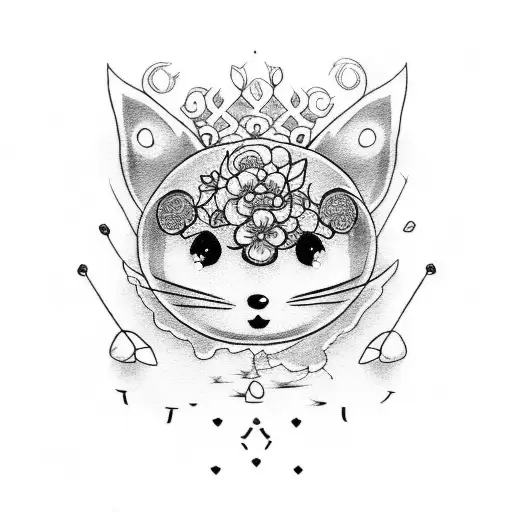 Cute Little Tatoo With Cherry Flower And Dango Mochi