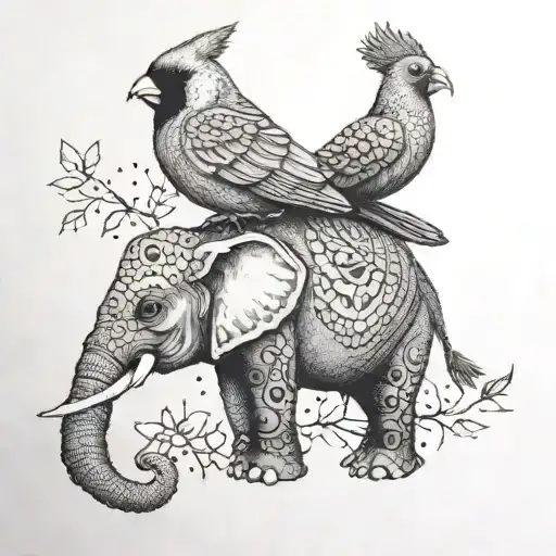 Cardinal And Elephant