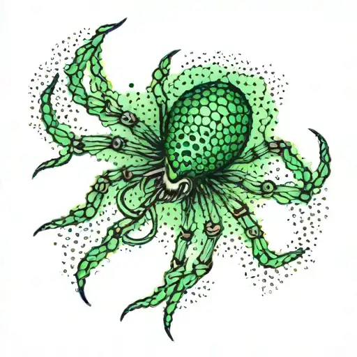 Spider Coming Out Of A Green Scale Through A Zip Fastener