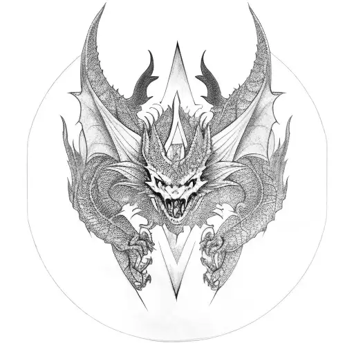 Dragon Sleeve With A Mix Of Bat Wings With Life Circle Mandala