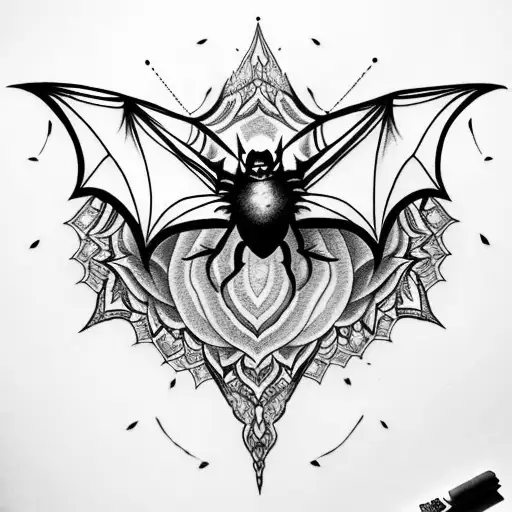 Bat Wings With Mandala Along With Spider Webs A Full Arm Sleeve