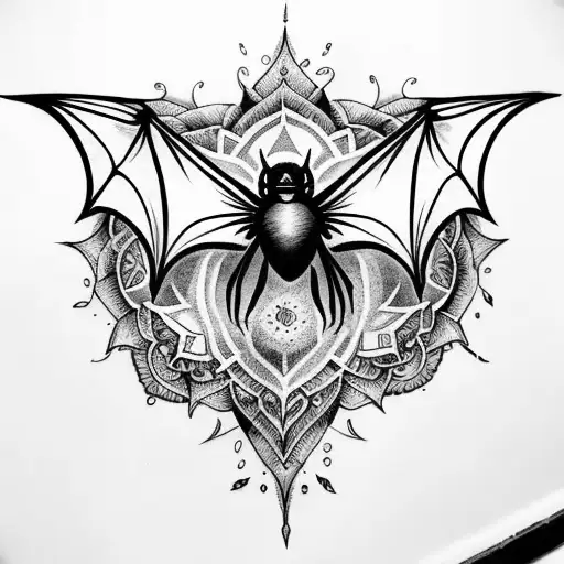 Bat Wings With Mandala Along With Spider Webs A Full Arm Sleeve