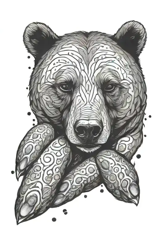 Bear Footprint Human Hand