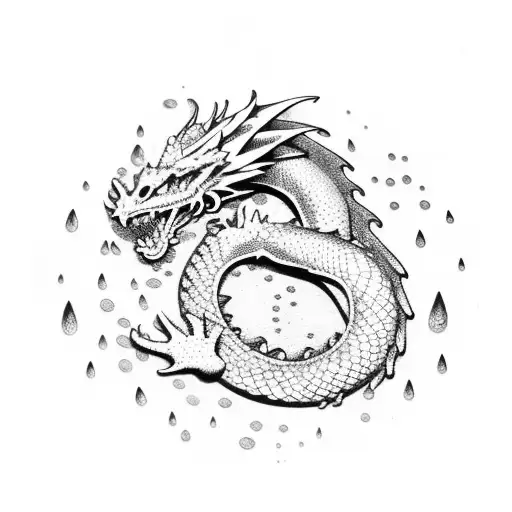 Dragon With Water Drops