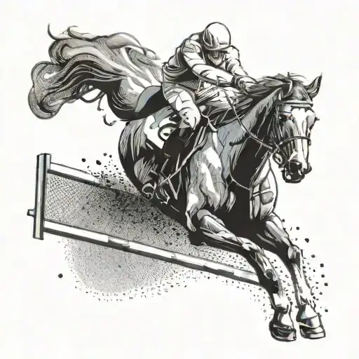 A Horse And Rider Jumping Over A Hurdle In A Competition