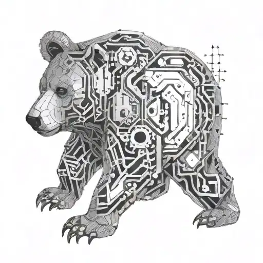 An Engineer's Blueprint Of A Bear With Circuitry Details