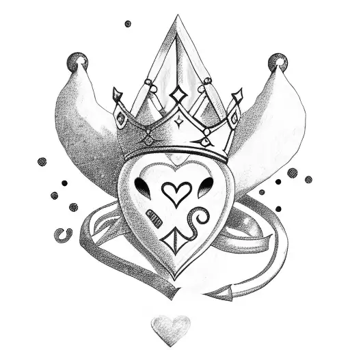 L In A Heart With A Queen Crown Above A Pink Heart With And M In It And A Blue Heart With A F In It