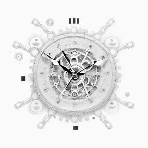 Mechanical Clock Gears Intertwined With Oil Droplets