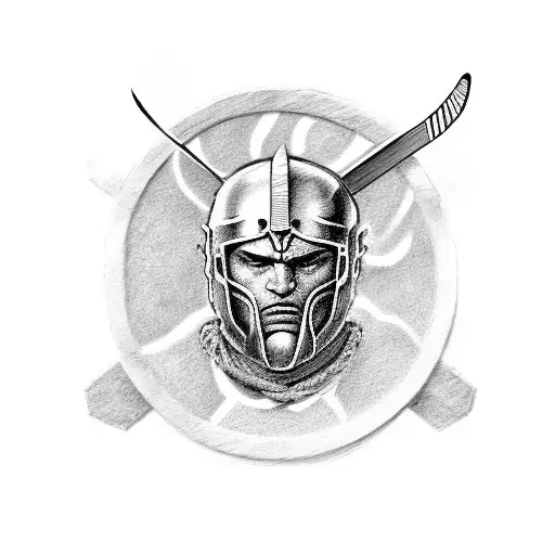 Spartan Warrior With A Hockey Stick