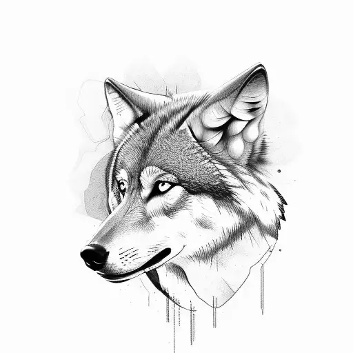 Wolf Head Side Profile Shoulder