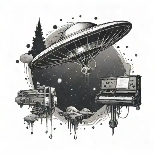 Illustrate A Mysterious Alien Abduction Scene With A Musical Twist