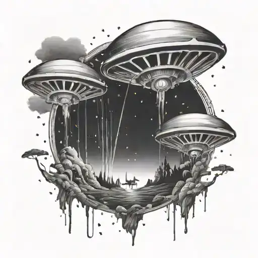 Illustrate A Mysterious Alien Abduction Scene With A Musical Twist