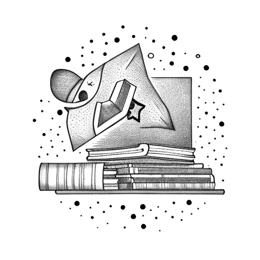 A Library With Shelves Filled With Books And A Shooting Star Passing By