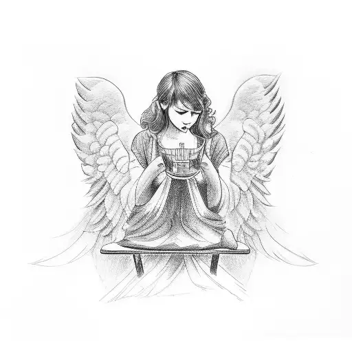 Angel In The City And The Man Sitting On A Chair