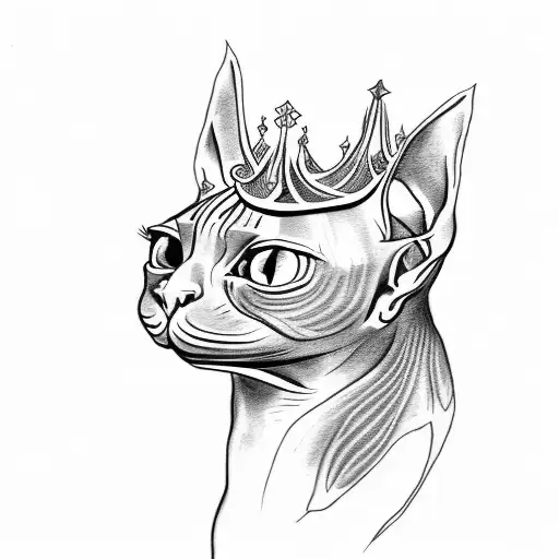 Hairless Sphinx Cat Wearing A Celestial Crown