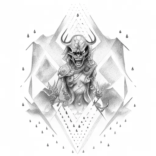 Sad Demon Under Rain Of Pain