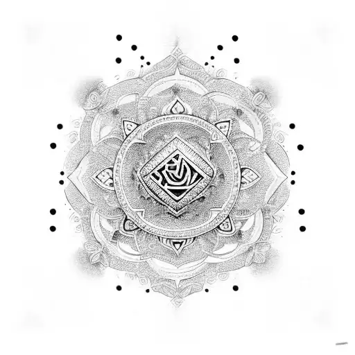 An Intricate Mandala Design Incorporating Shisha Pipes And Egyptian Hieroglyphics