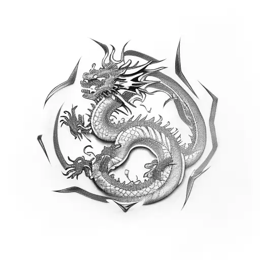 Chinesee Dragon With Katana