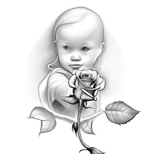 Innocent Child Giving A Rose To Grim Reaper