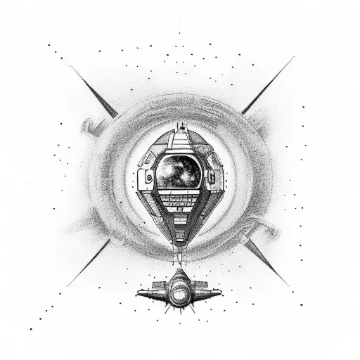 A Surreal Scene Of The Planet Express Ship Flying Through Space