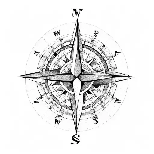 Compass With Ship And Ocean And Anchor