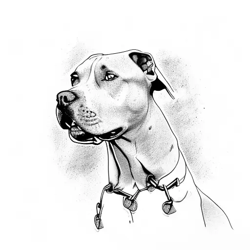 Pitbull On Chain Held By Man