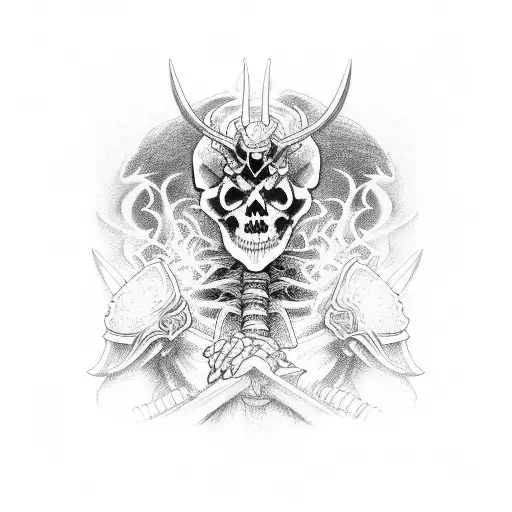 Demon Skelton Samurai In Fire