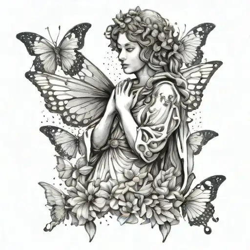 An Angelic Figure Surrounded By A Halo Of Butterflies Representing Protection And Guidance