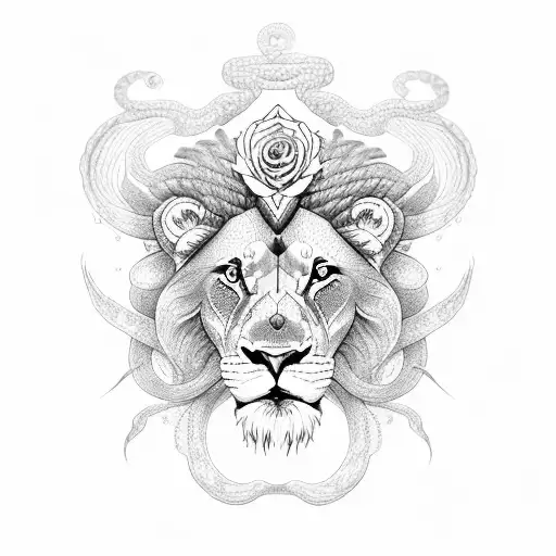 Lion Cross Rose N Snake